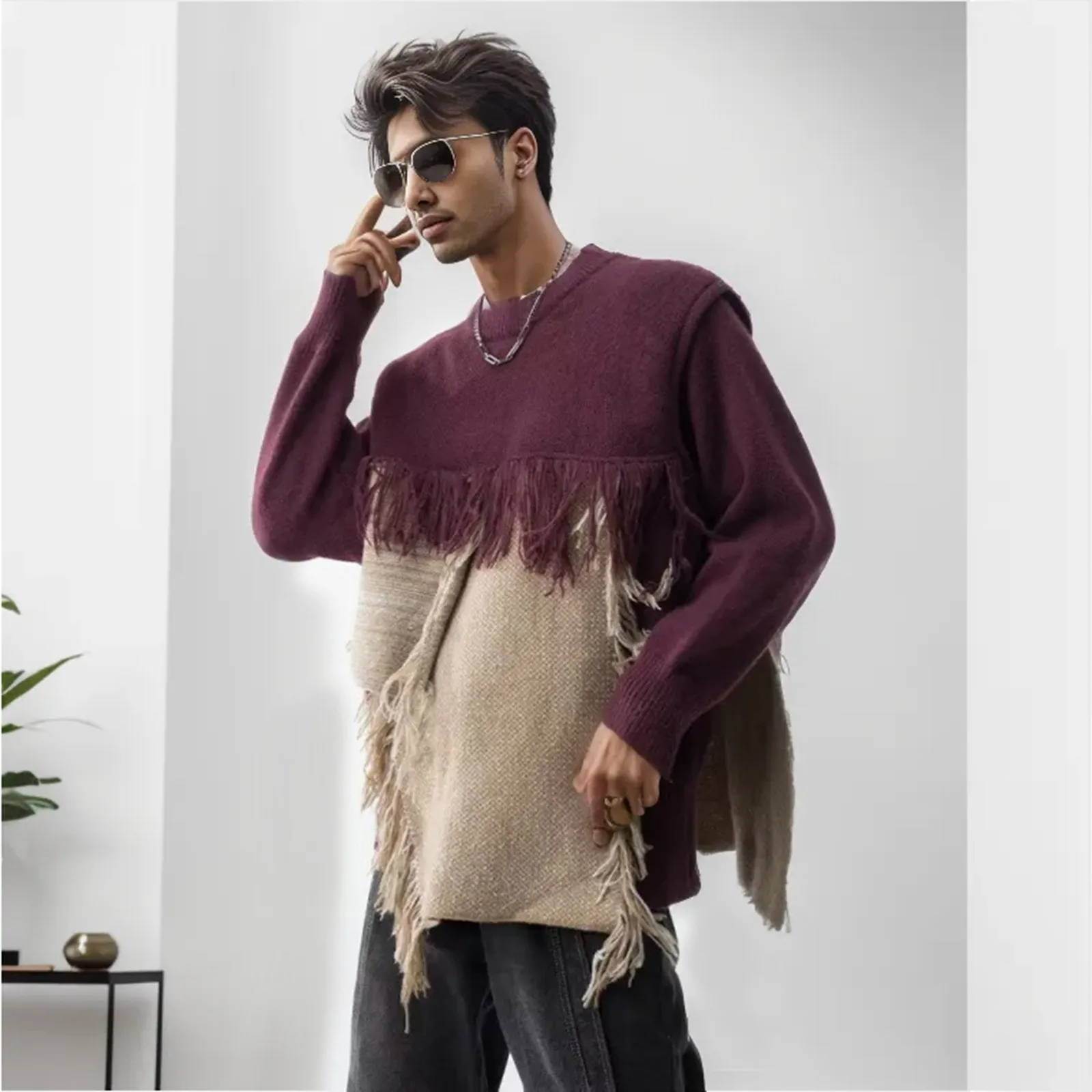 European And American Style Fashionable Men's Sweater Autumn And Winter Unique Tassel Pullover Loose Men's Pregnancy Winter Coat
European And American Style Fashionable Men's Sweater Autumn And Winter Unique Tassel Pullover Loose Men's Pregnancy Winter Coat