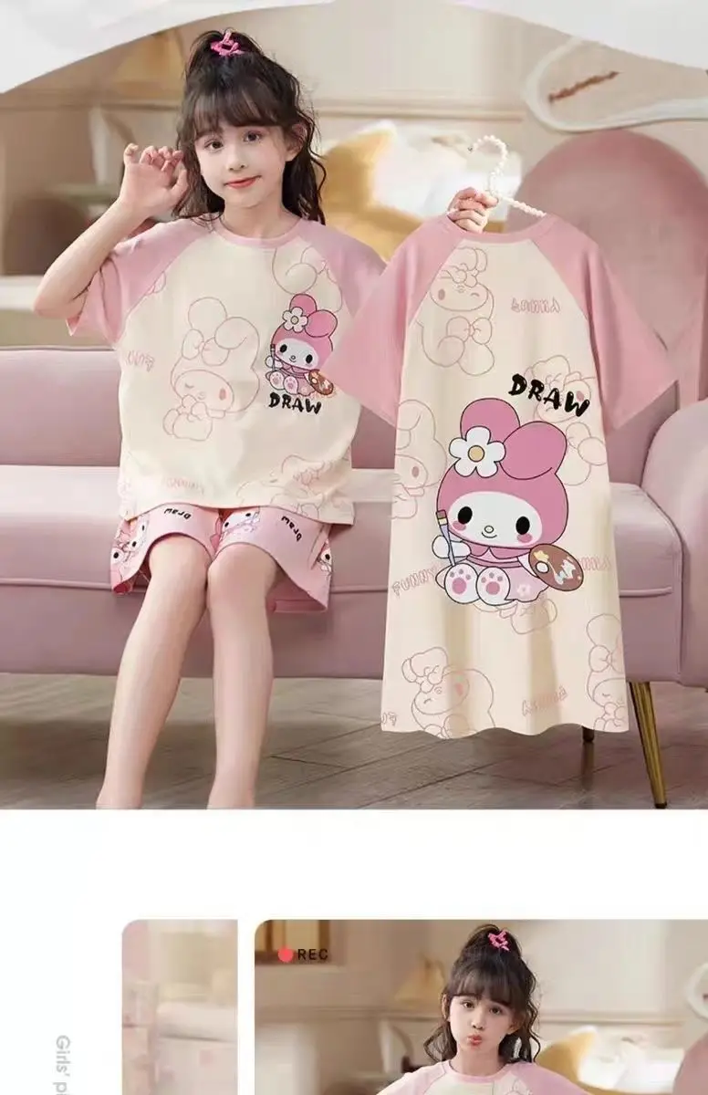 Sanrios Kawaii Hello Kitty Girl Pajamas Lounge Clothes Suit Spring, Summer and Autumn Child Jacket Cartoon Cute Fashion Gift New Sanrios Kawaii Hello Kitty Girl Pajamas Lounge Clothes Suit Spring, Summer and Autumn Child Jacket Cartoon Cute Fashion Gift New