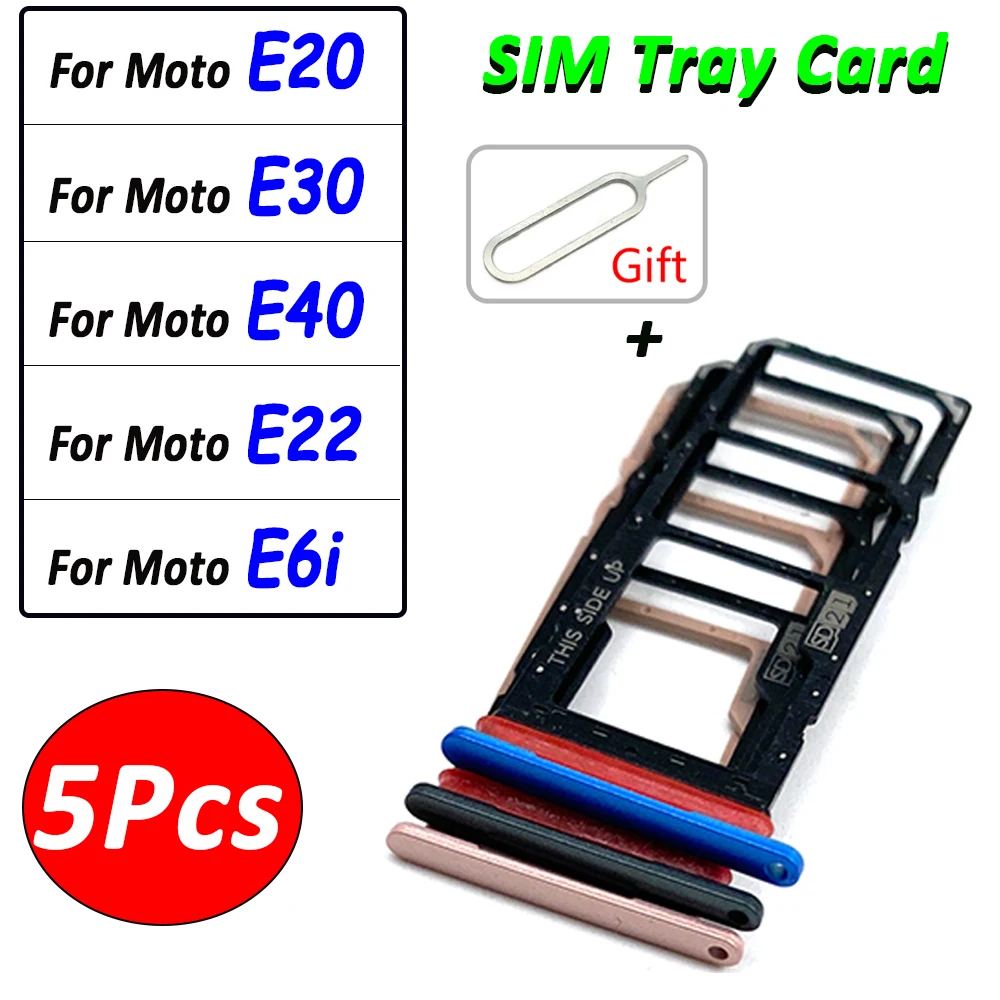 

5Pcs，Original Replacement SIM Card Tray Slot Holder Adapter Accessories Parts For Motorola Moto E20 E30 E40 E22 E6i + Pin