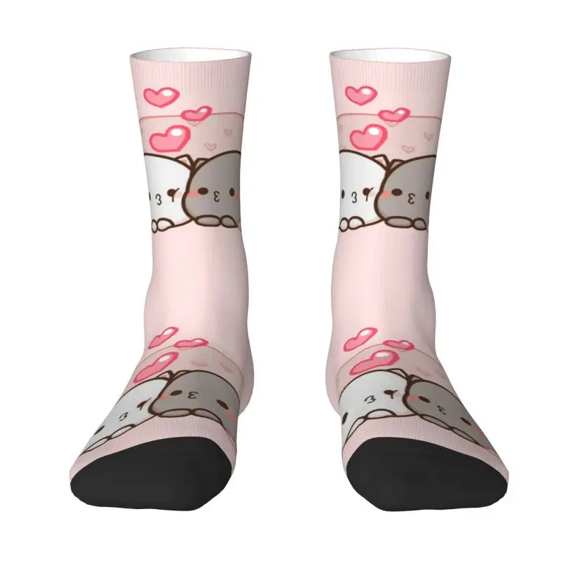 

Fun Men's Cute Mochi Cat Peach And Goma Love Kiss Dress Socks Unisex Warm Breathbale 3D Printing Crew Socks