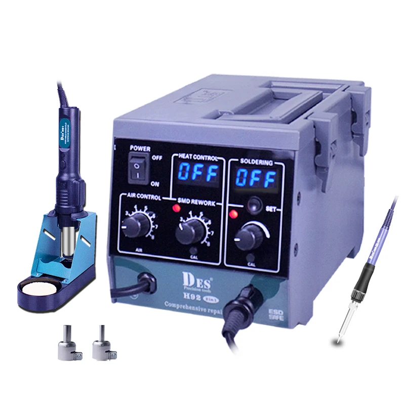 DES H92 digital display hot air gun desoldering station two-in-one thermostat electric soldering iron welding tool
DES H92 digital display hot air gun desoldering station two-in-one thermostat electric soldering iron welding tool