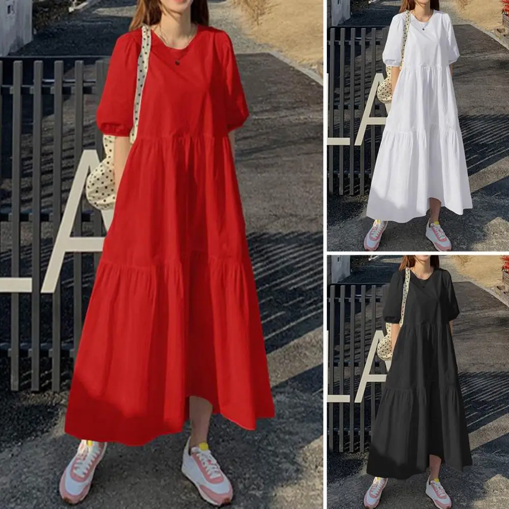 Women Long Dress Elegant A-line Patchwork Maxi Dress for Women Short Sleeve Crew Neck Ankle Length Pleated Soft Breathable Lady
Women Long Dress Elegant A-line Patchwork Maxi Dress for Women Short Sleeve Crew Neck Ankle Length Pleated Soft Breathable Lady