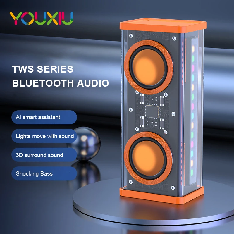 Transparent Mecha Music Speaker Outdoor Subwoofer TWS Series Audio Loudspeaker Portable Mini 3D Surround Sound Bluetooth Speaker
Transparent Mecha Music Speaker Outdoor Subwoofer TWS Series Audio Loudspeaker Portable Mini 3D Surround Sound Bluetooth Speaker