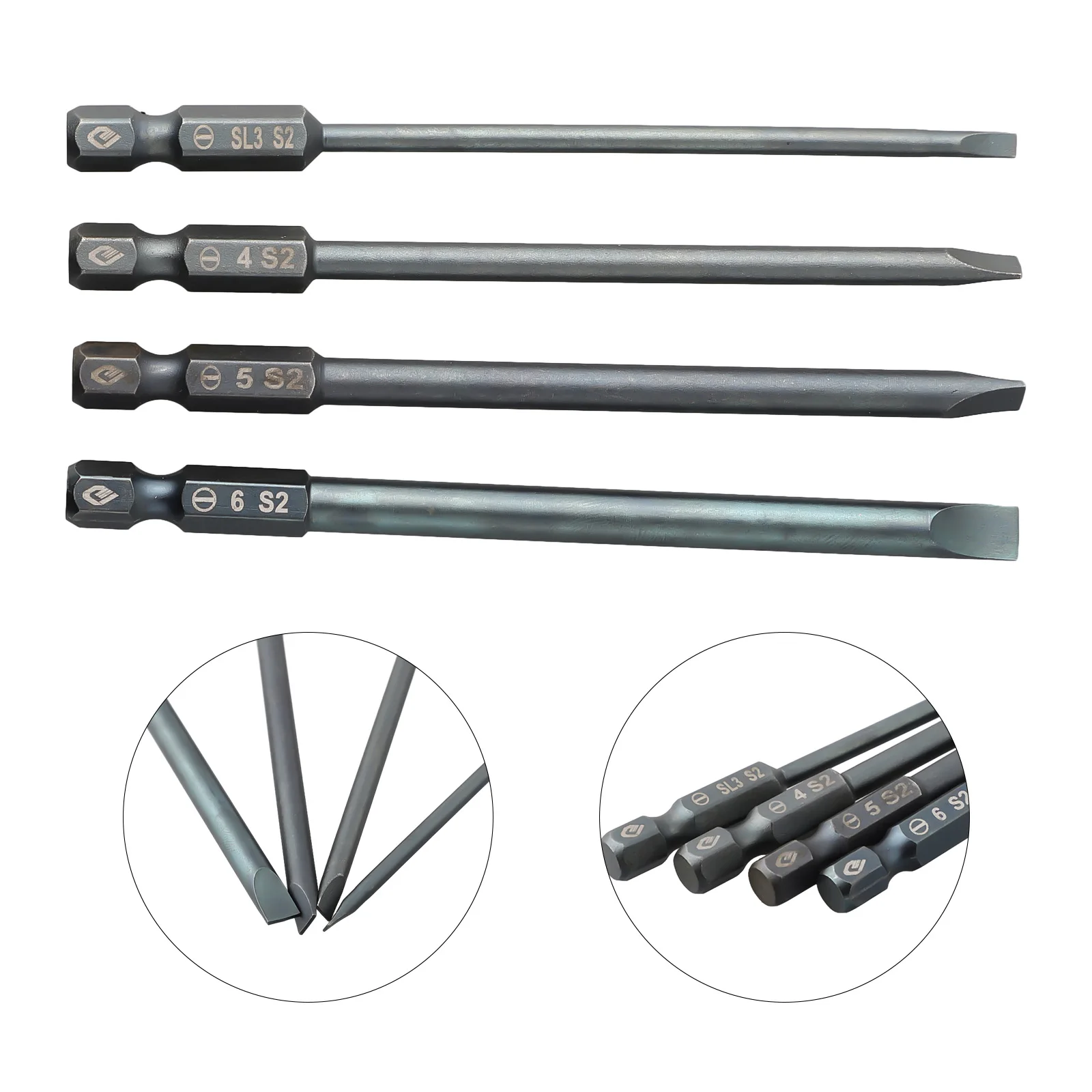 Durable Magnetic Slotted Screwdriver Bit Set Blue Alloy Steel 100mm Length 4 Sizes (3 06 0mm) 4pcs for Home Upgrades
Durable Magnetic Slotted Screwdriver Bit Set Blue Alloy Steel 100mm Length 4 Sizes (3 06 0mm) 4pcs for Home Upgrades
