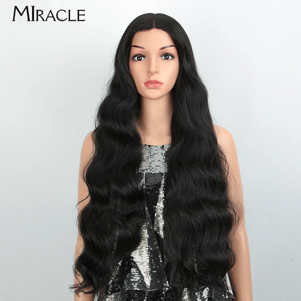 

MIRACLE Synthetic Lace Front Wig Body Wave Wigs 28'' Long Wavy Cosplay Wig for Women Ombre Red Blue Blonde Hair Loose Wave Wigs