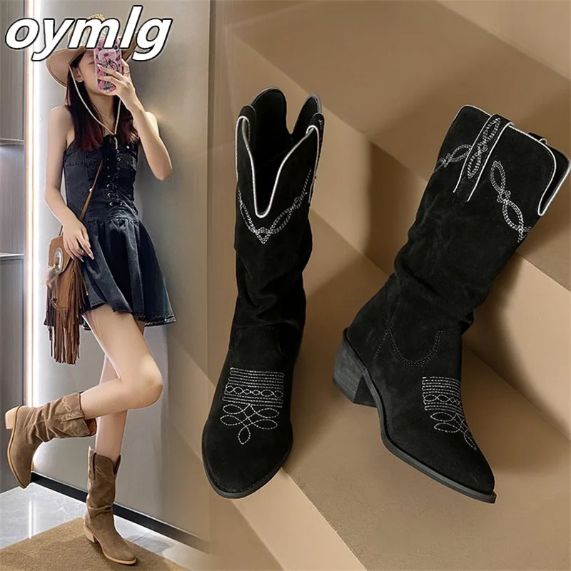 2023 New Large Pointed Mid Top Thick Heel Boots Fashion Western Denim Retro Fabric Face Fashion Boots Women cowboy boots
2023 New Large Pointed Mid Top Thick Heel Boots Fashion Western Denim Retro Fabric Face Fashion Boots Women cowboy boots