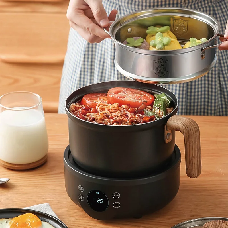 

110V Smart Electric Cooker Multifunction Split Pot Home Non-stick Frying Pan Portable Electric Hot Pot Appointment Steamer 1.8L