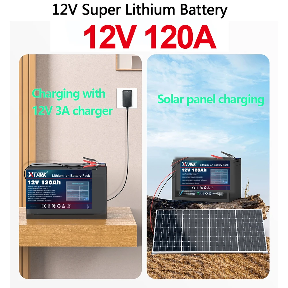 

12V Battery 120Ah 18650 lithium battery pack Rechargeable battery for solar energy electric vehicle battery+12.6v3A charger