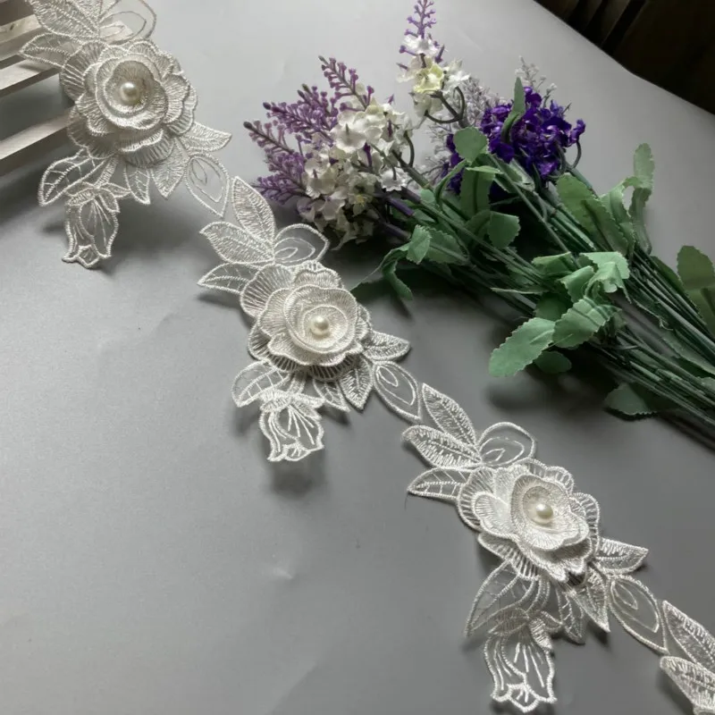 2 Yard Soluble White Rose Flower Pearl Chiffon Embroidered Lace Trim Ribbon Fabric Handmade Vintage Wedding Dress Sewing Craft
2 Yard Soluble White Rose Flower Pearl Chiffon Embroidered Lace Trim Ribbon Fabric Handmade Vintage Wedding Dress Sewing Craft