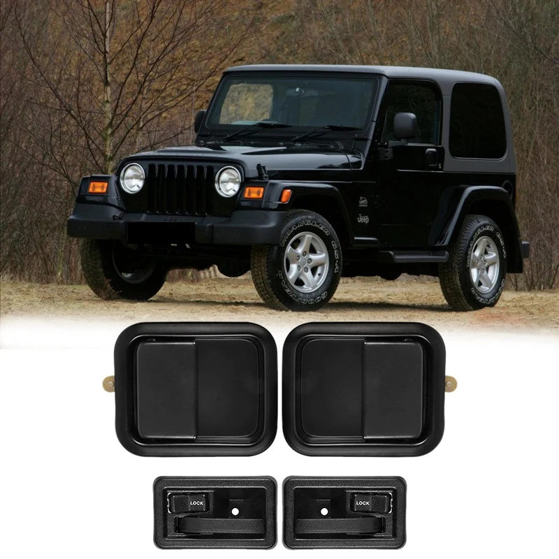 

Car Interior And Exterior Door Handle Kit Front LH And RH Side For Jeep Wrangler 55176383AE 55176382AE