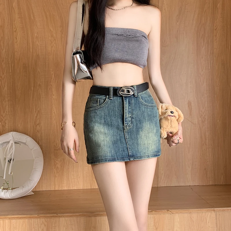 Live shot of Denim skirt for female 2023 summer high street retro blue hot girls hip wrap skirt A-line high waist elastic anti g
Live shot of Denim skirt for female 2023 summer high street retro blue hot girls hip wrap skirt A-line high waist elastic anti g