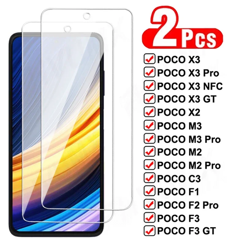 

Защитное стекло 999D для Xiaomi Poco X3 NFC M3 Pro F3 GT, закаленное защитное стекло для Pocophone F1, C3, X2, M2, F2 Pro, пленка из стекла, 2 шт.