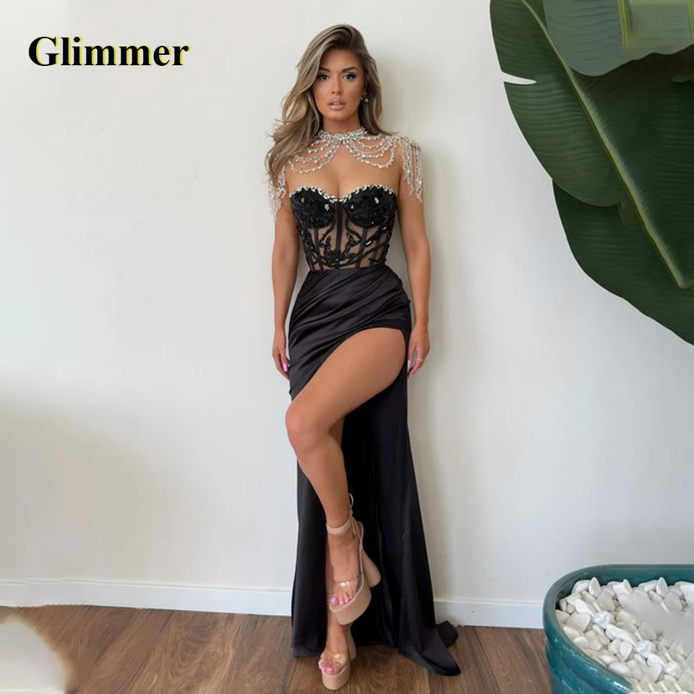Glimmer Sexy Sweetheart Celebrity Dresses Rhinestones Mermaid Appliques Lace Slit Satin Sleeveless Backless Vestidos De Gala
Glimmer Sexy Sweetheart Celebrity Dresses Rhinestones Mermaid Appliques Lace Slit Satin Sleeveless Backless Vestidos De Gala