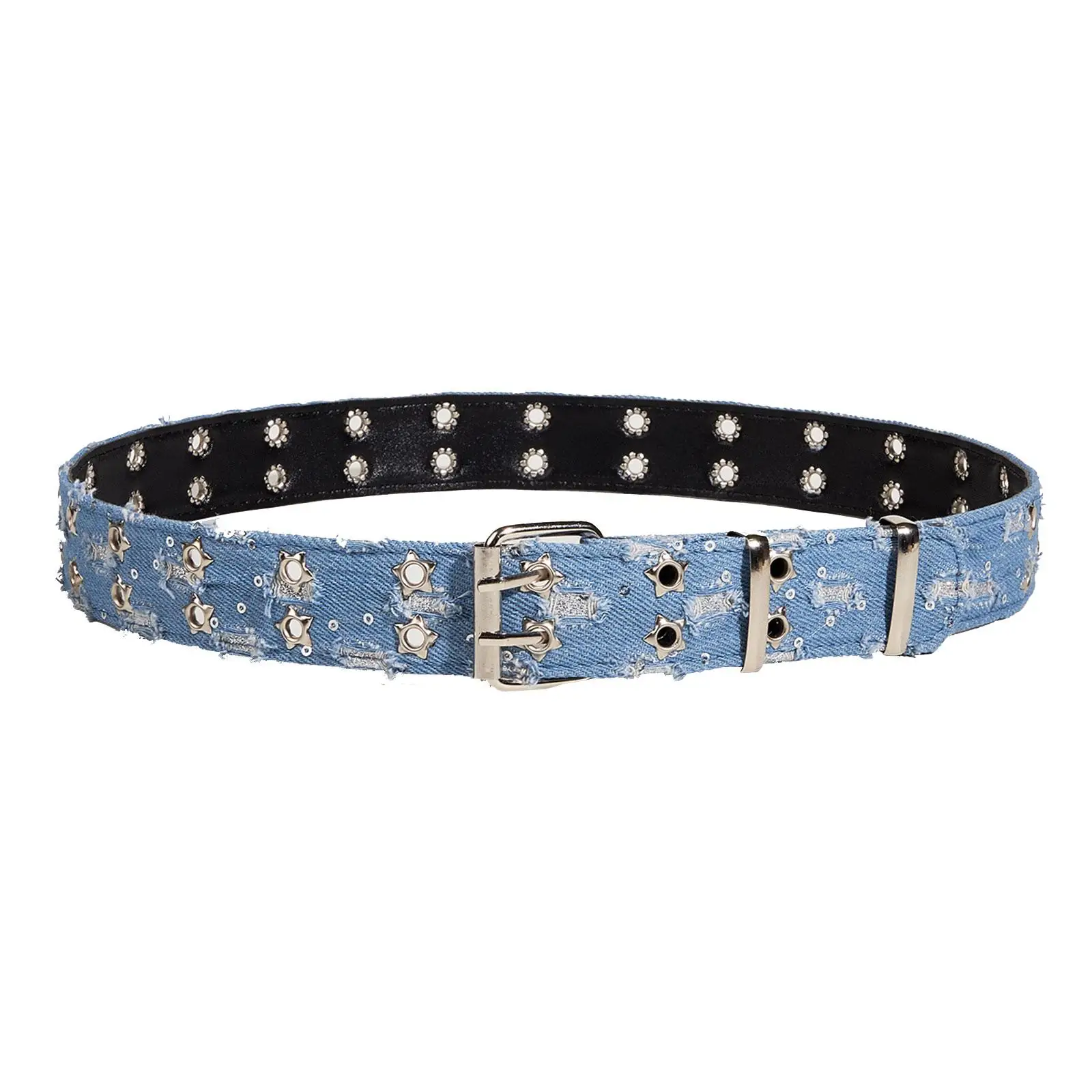 Double Grommet Belt Versatile with Metal Buckle Adjustable Fashion Denim Belt for Dresses Sweaters Pants Shirts Jeans
Double Grommet Belt Versatile with Metal Buckle Adjustable Fashion Denim Belt for Dresses Sweaters Pants Shirts Jeans