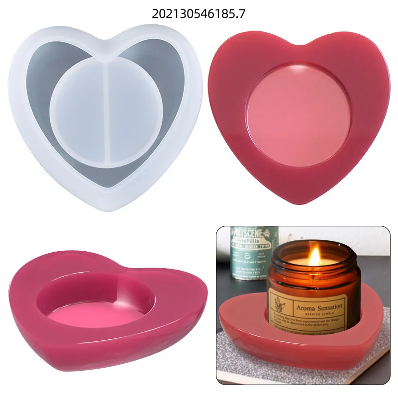 

Heart shaped silica gel mold made of epoxy resin can be used for candle table jewelry storage handicraft articles storage