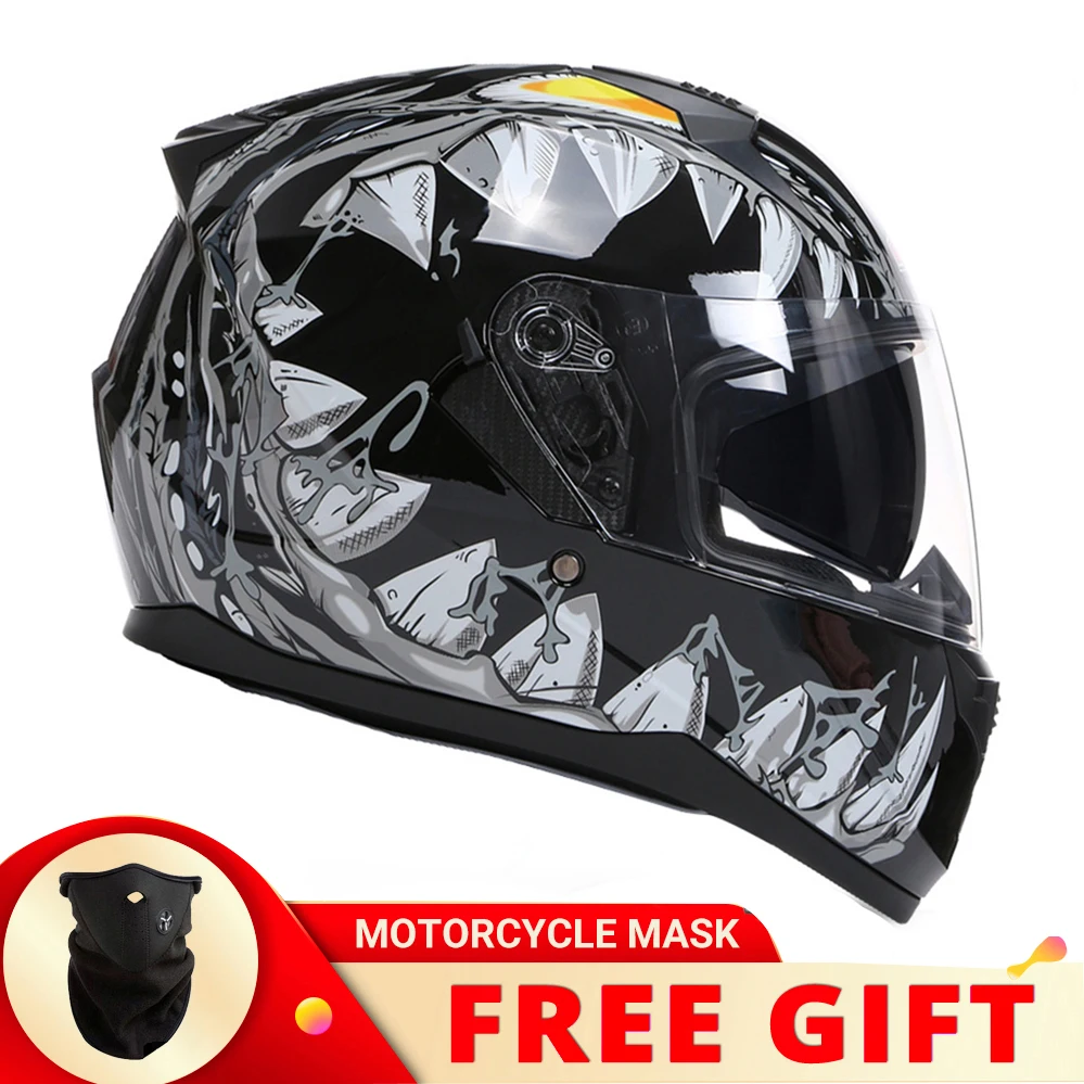 

Full Face Racing Helmets Motorbike Casco Moto Motocross capacete DOT Approved Double Visors Men Women Off Road Motorcycle Helmet