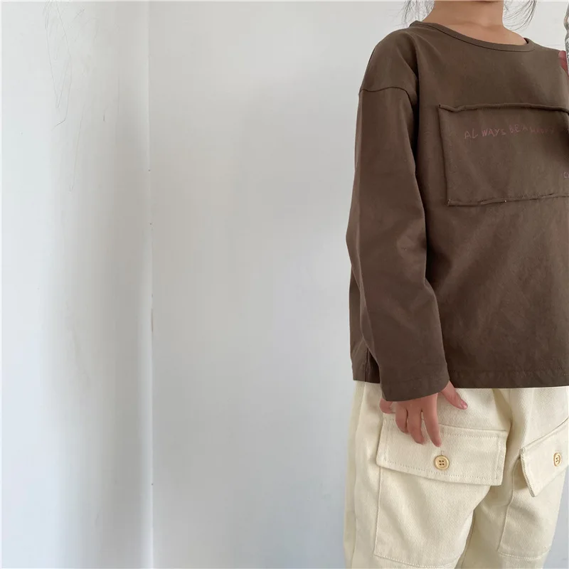 2025 Spring New Children Long Sleeve T Shirts Letter Patch Boys Vintage T Shirt Kids Bottoming Tops Baby Casual Tee Clothes 9 S8e5471e30d4d4226b52452227dc46eb7S
