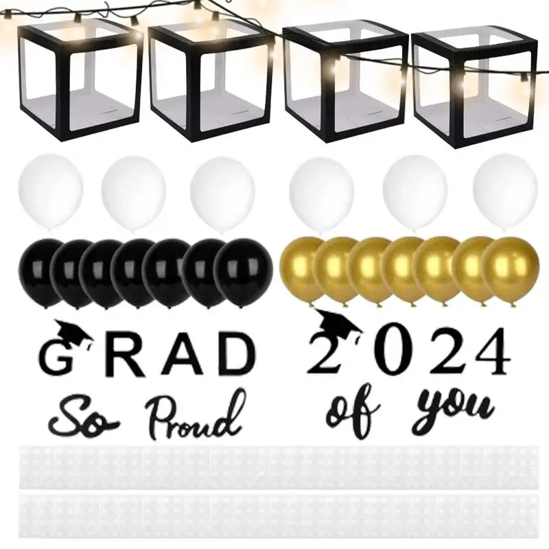 

2024 Graduation Party Balloon Boxes Black Graduation Party Balloons Boxes Graduation Party Decorations With Letters 2024 Grad