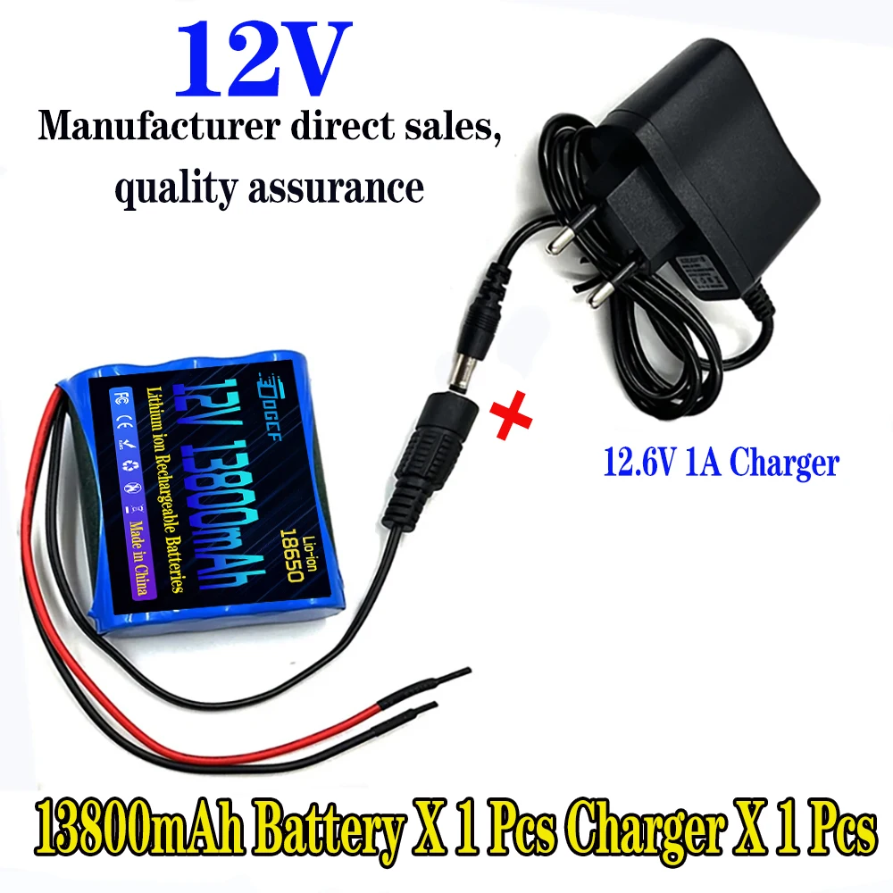 

12V 18650 13800mAh lithium-ion Battery pack Monitor CCTV Camera battery 12.6 V 1.8A 2A 2.2A 2.5A 2.6A 2.8A 3A batteries