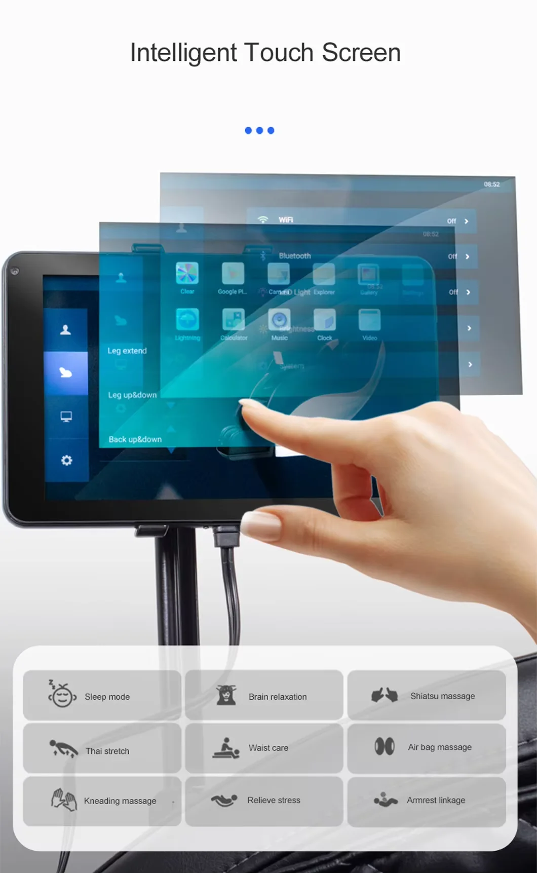 4D Luxury Full Body Massage Chair Massage Chair Zero Gravity LCD Screen Touch Controller Relaxing Massage Chair