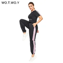 WOTWOY 2022 Summer Letter Printed Two-Piece Plus Size Sets Women Short Sleeve Workout Tops and Pants Female Black Fitness Suit
WOTWOY 2022 Summer Letter Printed Two-Piece Plus Size Sets Women Short Sleeve Workout Tops and Pants Female Black Fitness Suit