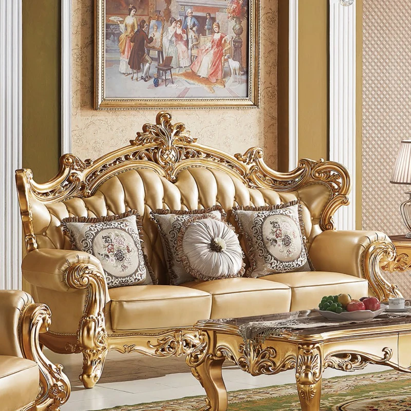 European genuine leather solid wood carved red sandalwood color luxury sofa set living room furniture living room sofas
European genuine leather solid wood carved red sandalwood color luxury sofa set living room furniture living room sofas