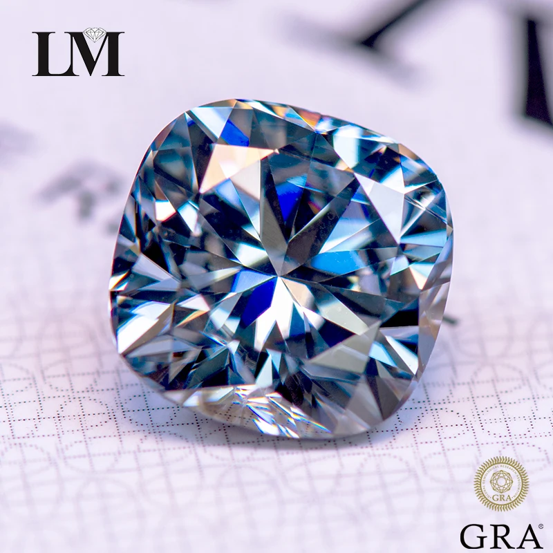 

Moissanite Gemstone Cushion Cut Gray Color Lab Grow Diamond for DIY Advanced Jewelry Rings Earrings Making with GRA Certificate