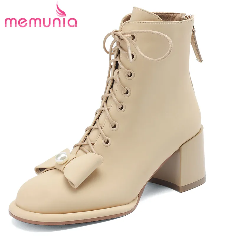 MEMUNIA 2023 New Genuine Leather Platform Spring Boots Butterfly Knot Ladies Zipper Ankle Boots Square High Heels Boots
MEMUNIA 2023 New Genuine Leather Platform Spring Boots Butterfly Knot Ladies Zipper Ankle Boots Square High Heels Boots
