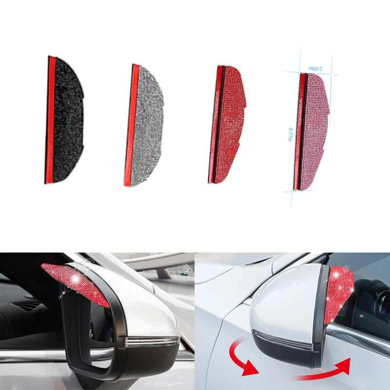 

2Pcs PVC Car Rear View Mirror Sticker Rain Eyebrow Weatherstrip Auto Mirror Rain Shield Shade Cover Protector Auto Accessories