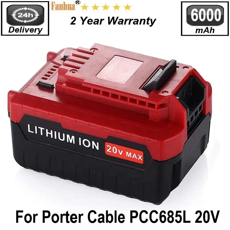 6000mAh 20V MAX Lithium Replacement Battery for Porter Cable PCC685L PCC680 PCC680L, PCC682L,PCCK602L2 PCC600 PCC640
6000mAh 20V MAX Lithium Replacement Battery for Porter Cable PCC685L PCC680 PCC680L, PCC682L,PCCK602L2 PCC600 PCC640