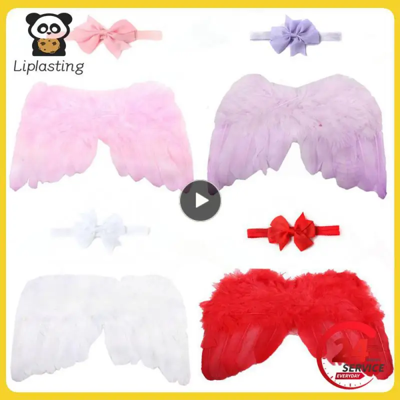

Cute Bow Headband Kids Hats Angel Costume Photo Newborn Baby Girl Photography Prop Outfit Set New