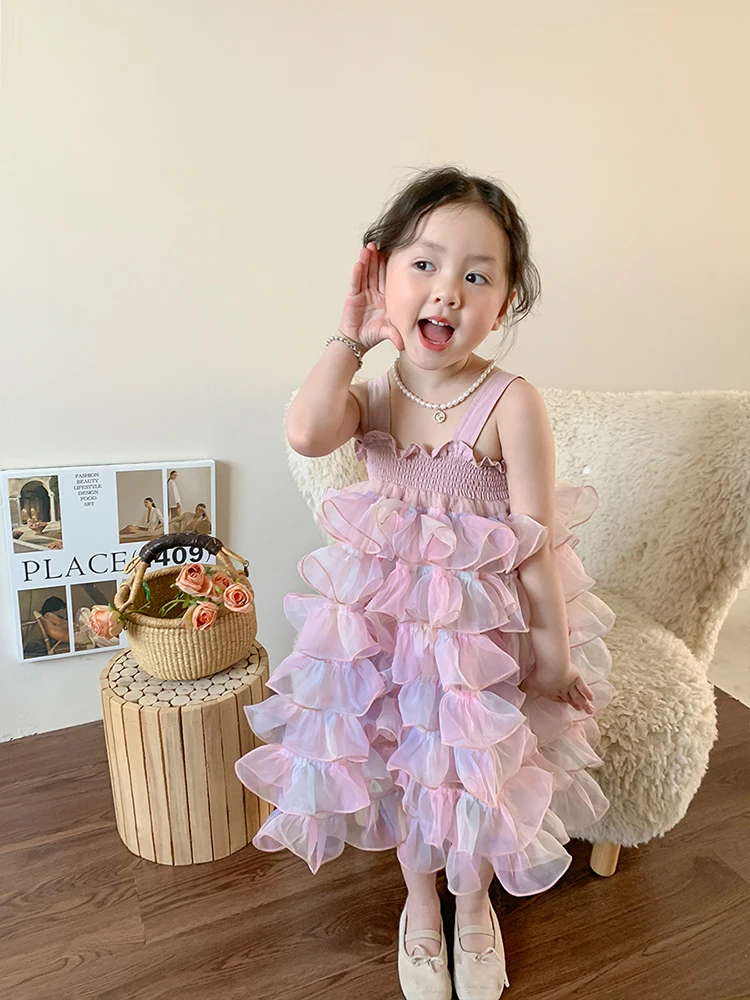 Summer Pink Flower Girls Dress For Wedding Korean Tiered Suspender Princess Dresses Children Performance Birthday Party Gowns
Summer Pink Flower Girls Dress For Wedding Korean Tiered Suspender Princess Dresses Children Performance Birthday Party Gowns
