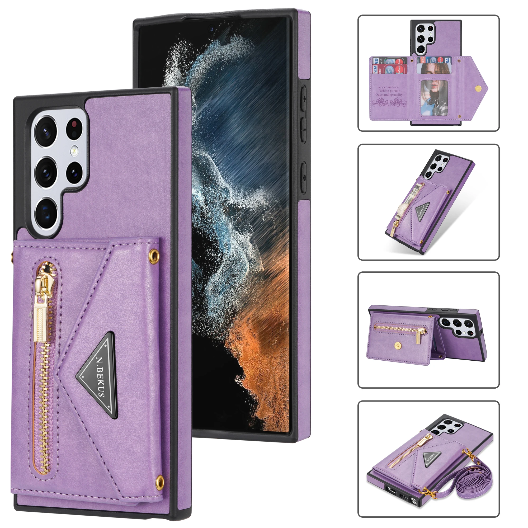 

Leather Crossbody Case For Samsung S24 Ultra S23 S22 S21 S20 FE Plus Note20 Card Cover for Galaxy A54 A13 A04S A53 A14 A52 A12