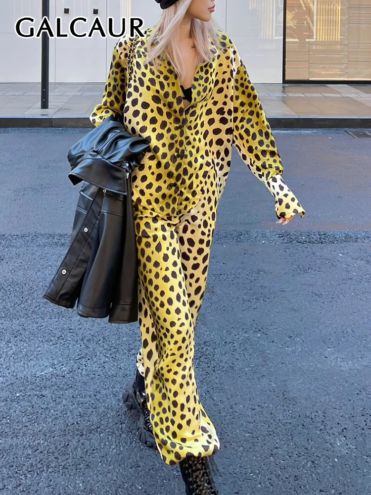 GALCAUR Leopard Two Piece Set For Women Lapel Long Sleeve Single Breasted Shirts High Waist Straight Pants Hit Color Set Female
GALCAUR Leopard Two Piece Set For Women Lapel Long Sleeve Single Breasted Shirts High Waist Straight Pants Hit Color Set Female