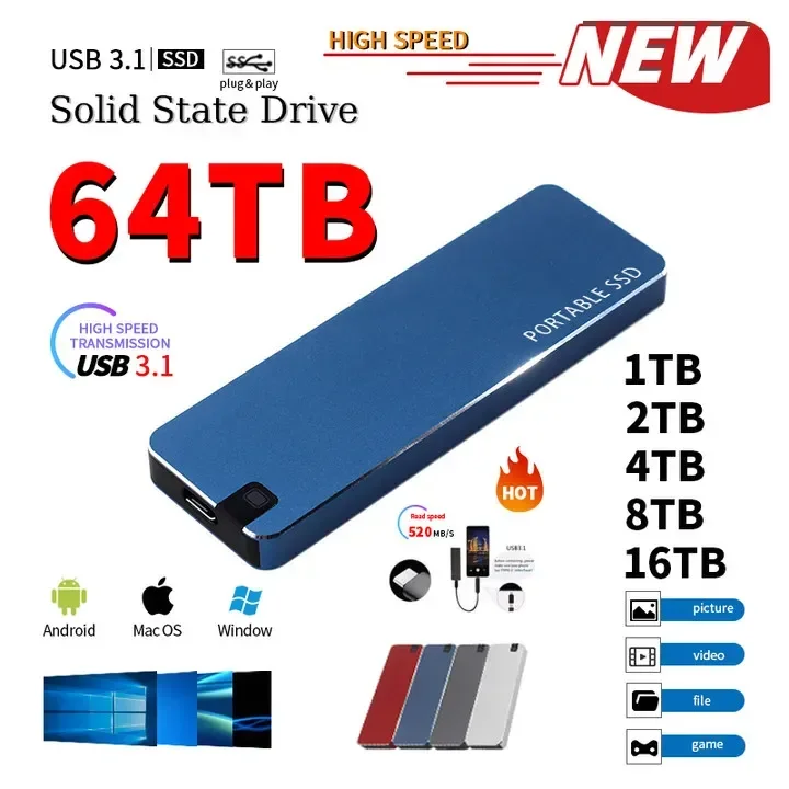SSD 1TB Portable Original External Ssd High Speed Solid State Drive USB3.1 Portable Drive 2 TB External Hard Drive for PC Laptop
SSD 1TB Portable Original External Ssd High Speed Solid State Drive USB3.1 Portable Drive 2 TB External Hard Drive for PC Laptop