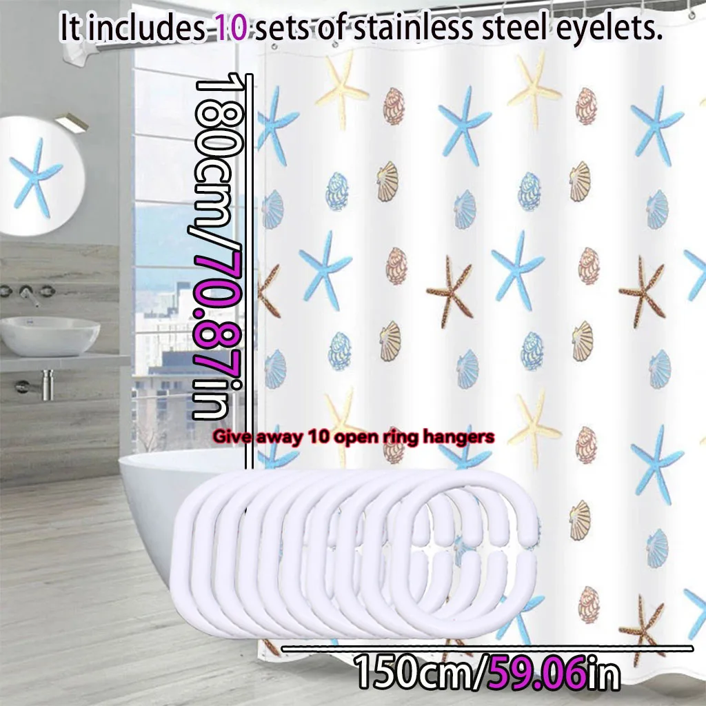 Cartoon pattern starfish bathroom shower curtain Bathroom partition curtain light opaque Waterproof material bathroom more refre Cartoon pattern starfish bathroom shower curtain Bathroom partition curtain light opaque Waterproof material bathroom more refre