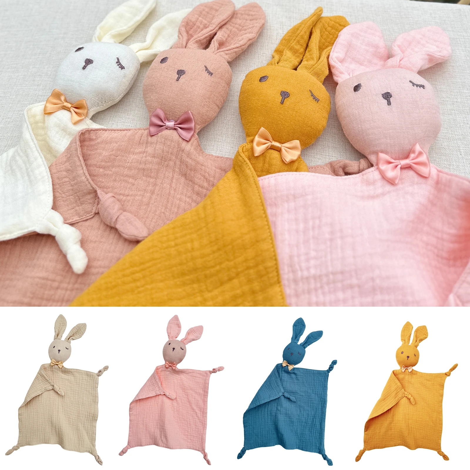 

Pure Cotton Muslin Baby Bib Cute Rabbit Sleeping Dolls Newborn Saliva Towel Soothe Appease Towel Toddler Burp Cloth Handkerchief