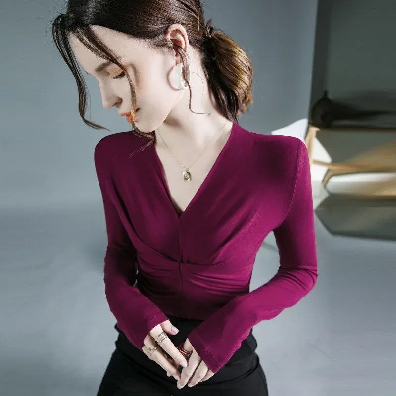 High Quality 2023 Women Tops Wrinkle Simple Design T-shirt Female Clothing Winter Autumn Sexy Crop Top Clothes Casual Blouse Y2k
High Quality 2023 Women Tops Wrinkle Simple Design T-shirt Female Clothing Winter Autumn Sexy Crop Top Clothes Casual Blouse Y2k