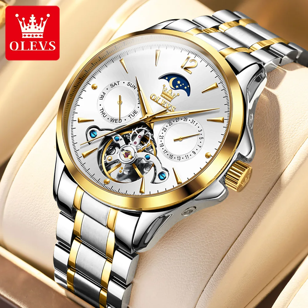 OLEVS Brand New Automatic Mechanical Watch Men's Business Tourbillon Hollow Waterproof Calendar Multifunction Casual Watches
OLEVS Brand New Automatic Mechanical Watch Men's Business Tourbillon Hollow Waterproof Calendar Multifunction Casual Watches
