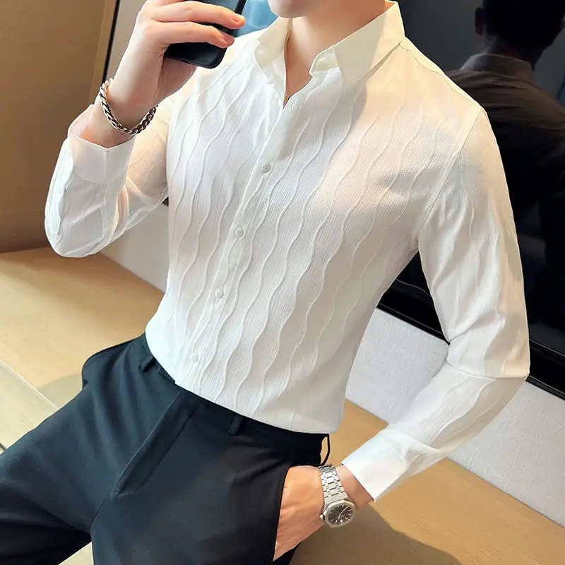 Turn Down Collar Loose Shirts Office Simplicity Button Solid Color Business Male Casual Fashion Spring Thin Clothing 2024 P55
Turn Down Collar Loose Shirts Office Simplicity Button Solid Color Business Male Casual Fashion Spring Thin Clothing 2024 P55