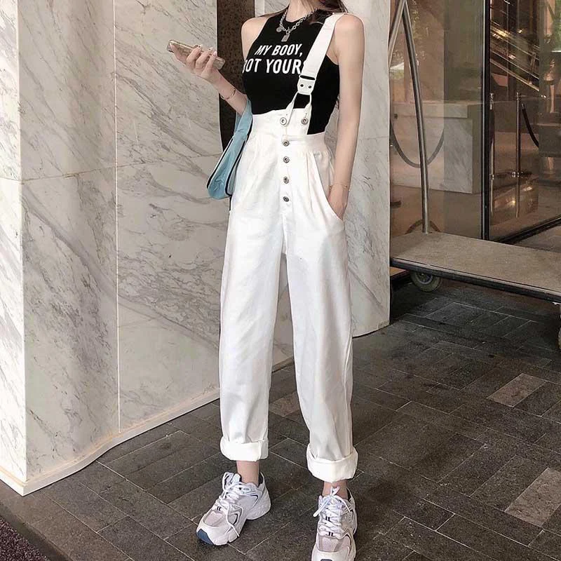 Adjustable Suspender Jeans Korean Fashion Button Loose Women Trousers Y2K Summer Streetwear Female High Waist Denim Pants New
Adjustable Suspender Jeans Korean Fashion Button Loose Women Trousers Y2K Summer Streetwear Female High Waist Denim Pants New