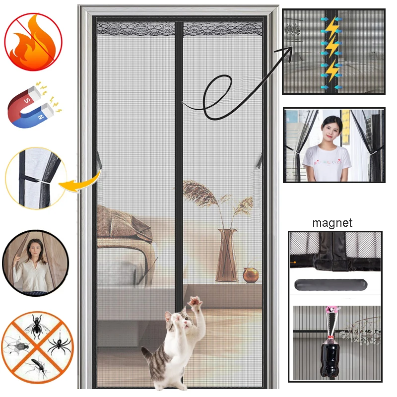 

2024 Fireproof Magnetic Door Curtain for Summer Closure Anti-mosquito Door Screen Heavy Duty Insect Screen Keep Bugs Out of Room