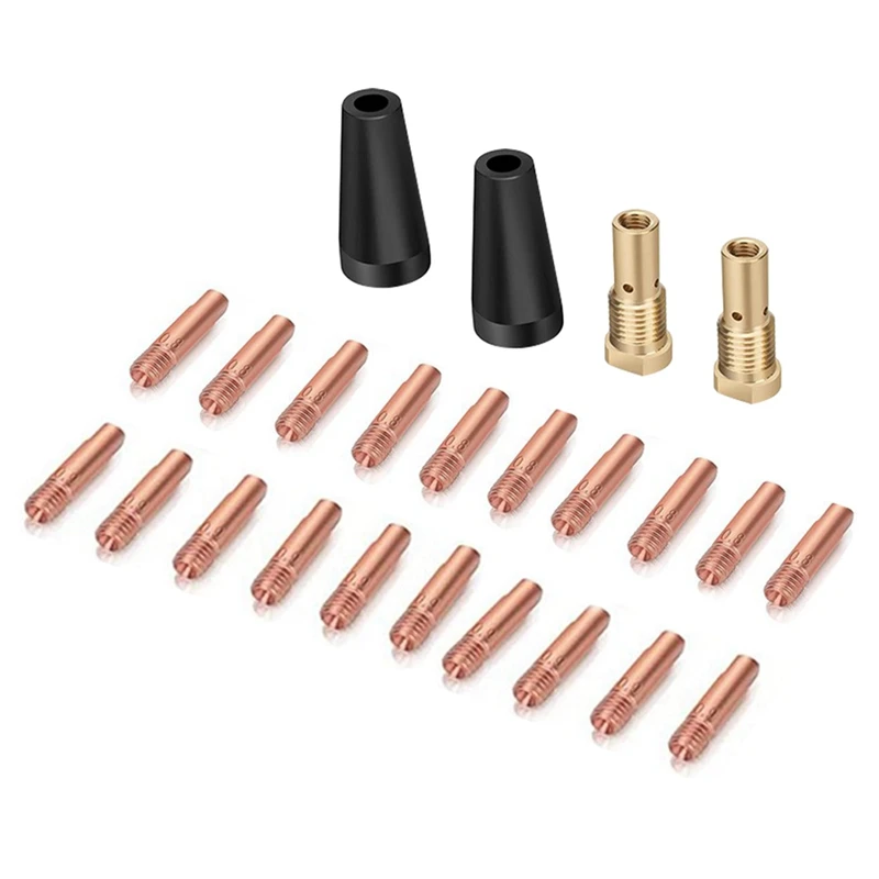 

24Pcs MIG Welding Torch Kit 0.8/0.9Mm Brass Welding Tips Gasless Flux Nozzle Tip Kit For FC90 Easy Weld Durable Easy To Use