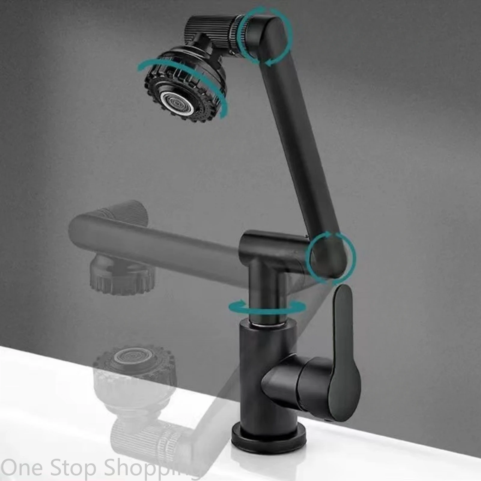 

Rotatable Faucet 1080 Degree Each Joint 360° Swiveling with Big Angle Rotate Spray Multifunction 2 Water Mode Robotic Arm Faucet