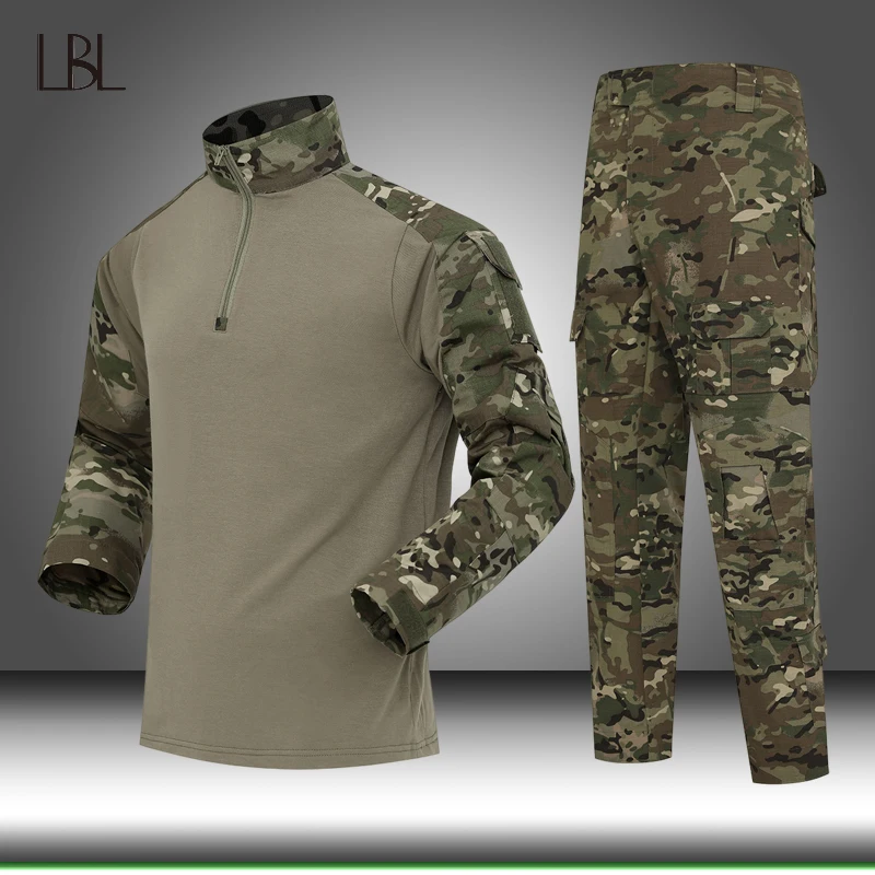 

Tracksuit Camouflage Men's Tactical Sets Casual Top + Work Trousers Suit Abrasion Resistant Frog Suit Outdoor Tactical Clothing