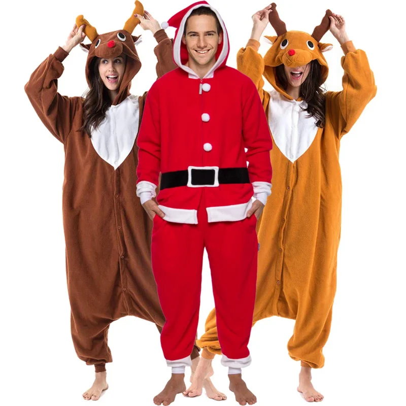 

Взрослые рождественские женские и мужские комбинезоны, забавные кигуруми, Мультяшные пижамы унисекс, флисовый комбинезон, одежда для сна, подарок на Хэллоуин