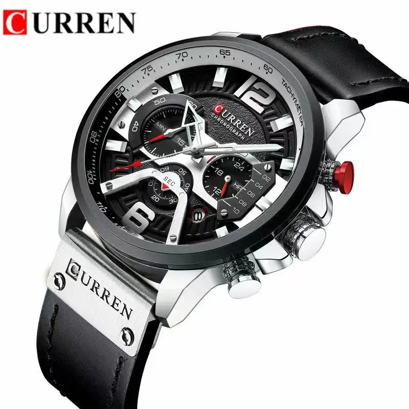 

CURREN Luxury Brand Men Analog Leather Sports Watches Male Date Quartz Clock Men's Army Military Watch Relogio Masculino White