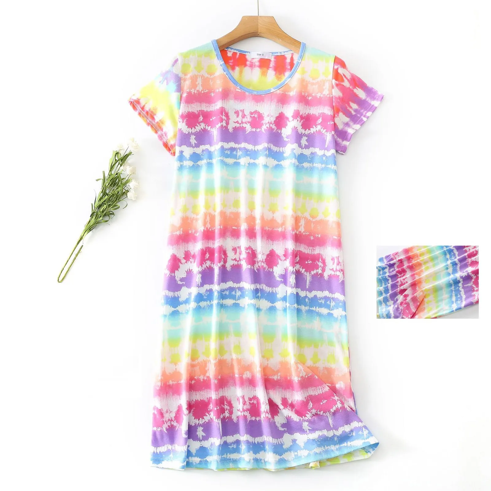Rainbow Floral Printing Women'S Pajama Dress Sling Comfortable Sweat Spaghetti Strap Sleepwear Female Floral Sleeping Nightie
Rainbow Floral Printing Women'S Pajama Dress Sling Comfortable Sweat Spaghetti Strap Sleepwear Female Floral Sleeping Nightie