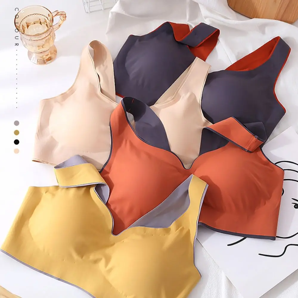 

Latex Seamless Bra Push Up Bralette Underwear Bras For Women Cooling Gathers Shock-proof Female Intimate Comfortable Bra