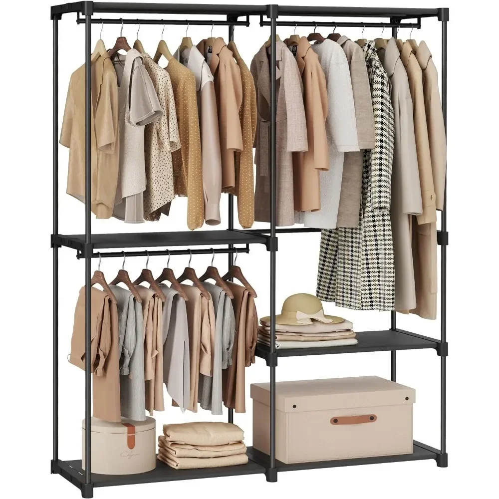 

Closet Organizer, Clothes Rack with Shelves, Hanging Rods, Storage Organizer, for Cloakroom, Bedroom, 54.3 x 16.9 x 71.7 Inches